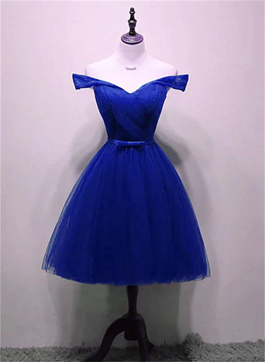 Royal Blue Tulle Simple Party Dress Lovely Formal Dress Blue Homecoming Dresses Sa744