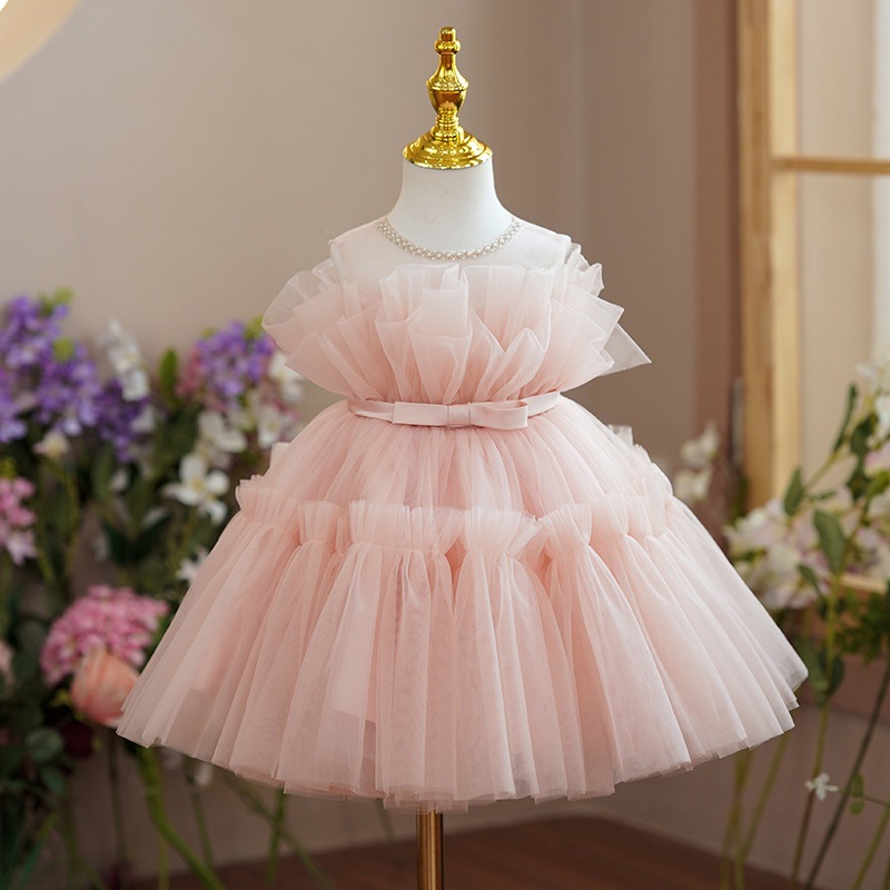 Children's Dress Princess Dress Flower Girl Wedding Little Girl Tutu Skirt Girl First Birthday Host Costume Fk03
