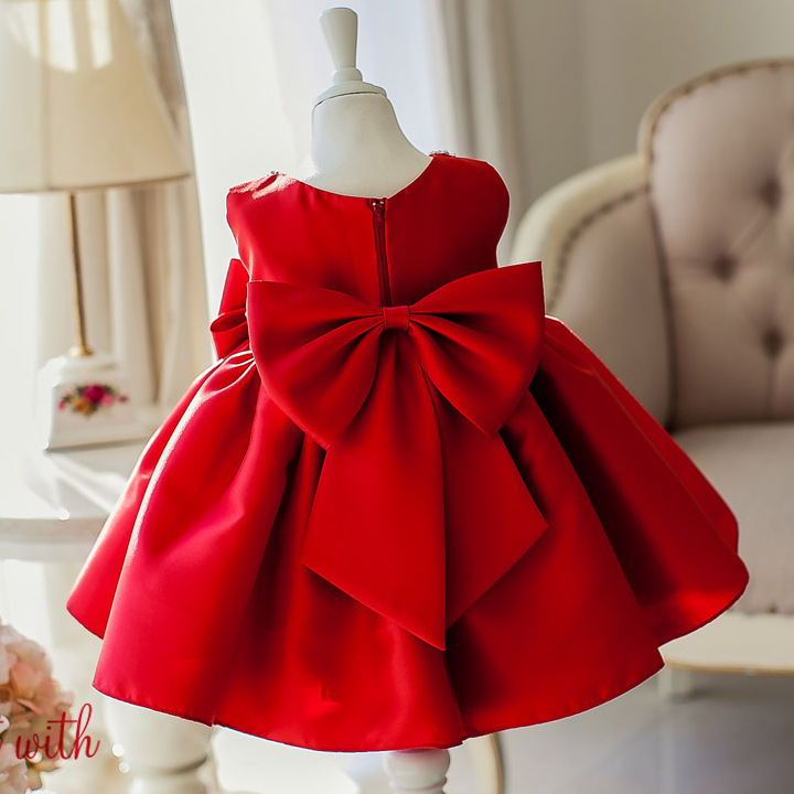 Girls Christmas Dress Baby Red Birthday Princess Dress Flower Girl Wedding Dress