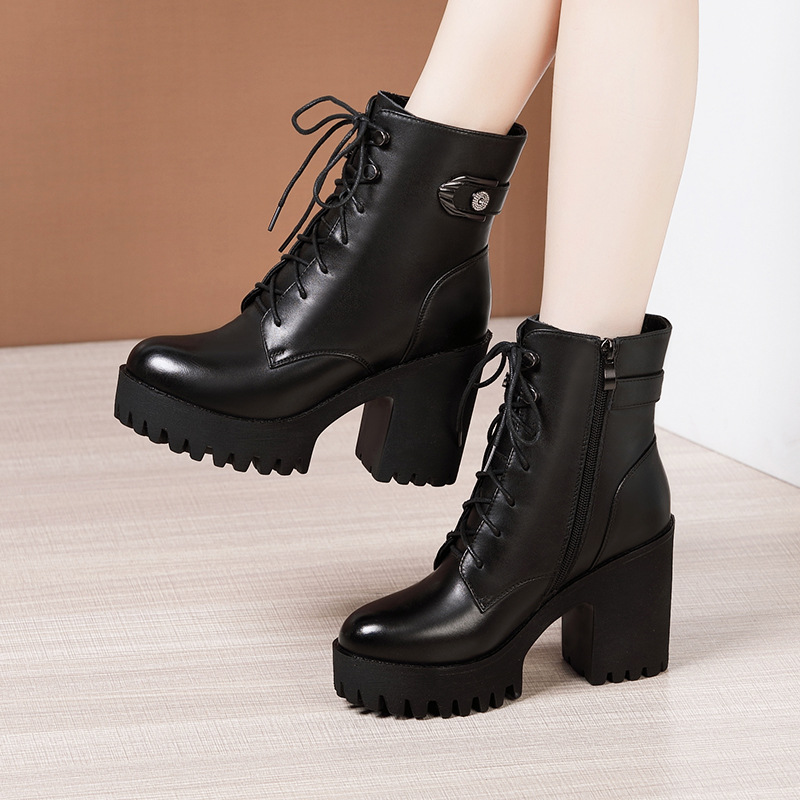 Chunky heeled lace up ankle boots shop