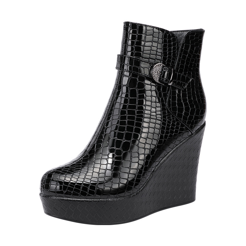 Patent leather wedge boots 2025