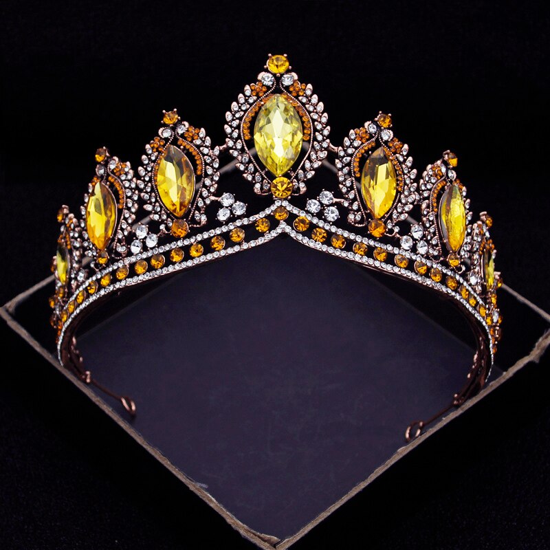 Vintage Baroque Crystal Tiaras Wedding Crown Bride Headdress Royal Queen Bridal Diadem Pageant Wedding Crown Hair Jewelry Je14
