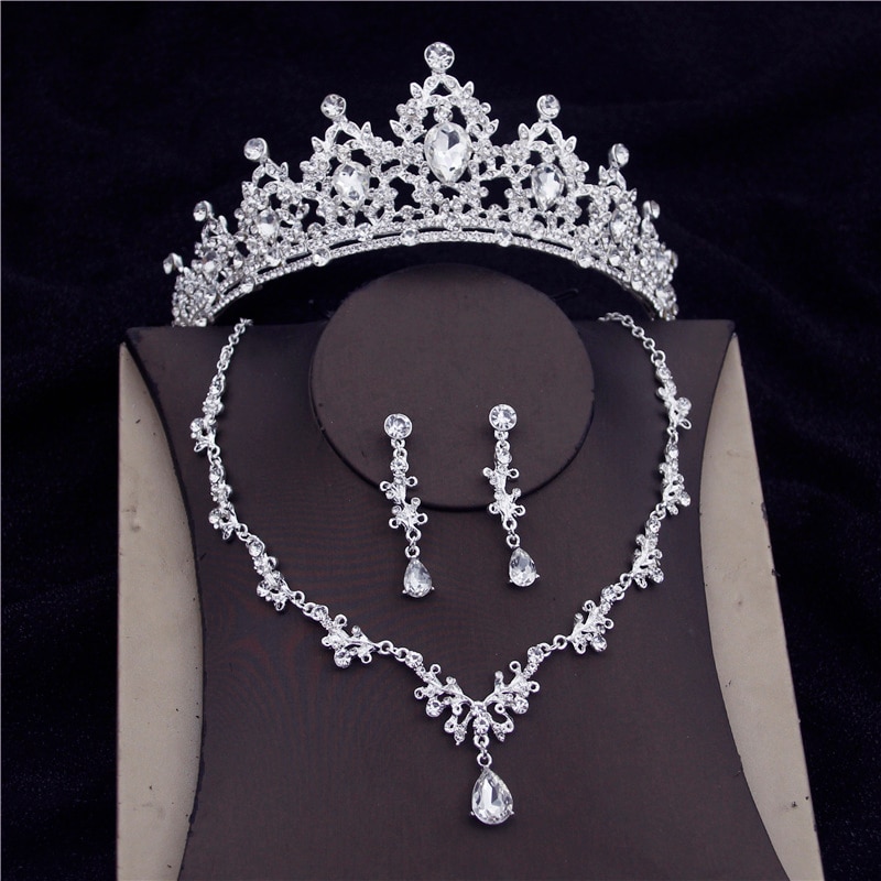 Fashion Crystal Wedding Bridal Jewelry Sets Women Bride Tiara Crowns Earring Necklace Wedding Jewelry Accessories Je51