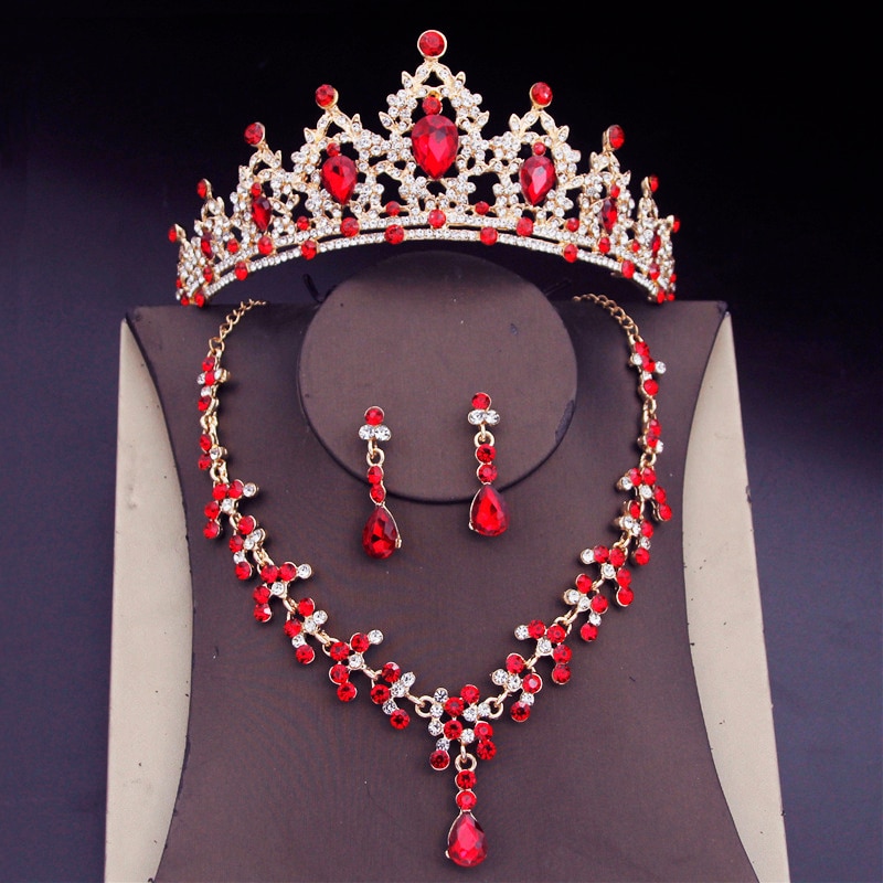 Fashion Crystal Wedding Bridal Jewelry Sets Women Bride Tiara Crowns Earring Necklace Wedding Jewelry Accessories Je55