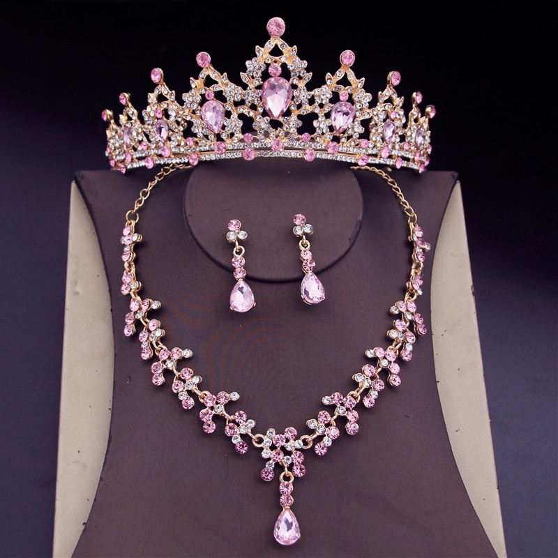 Fashion Crystal Wedding Bridal Jewelry Sets Women Bride Tiara Crowns Earring Necklace Wedding Jewelry Accessories Je58