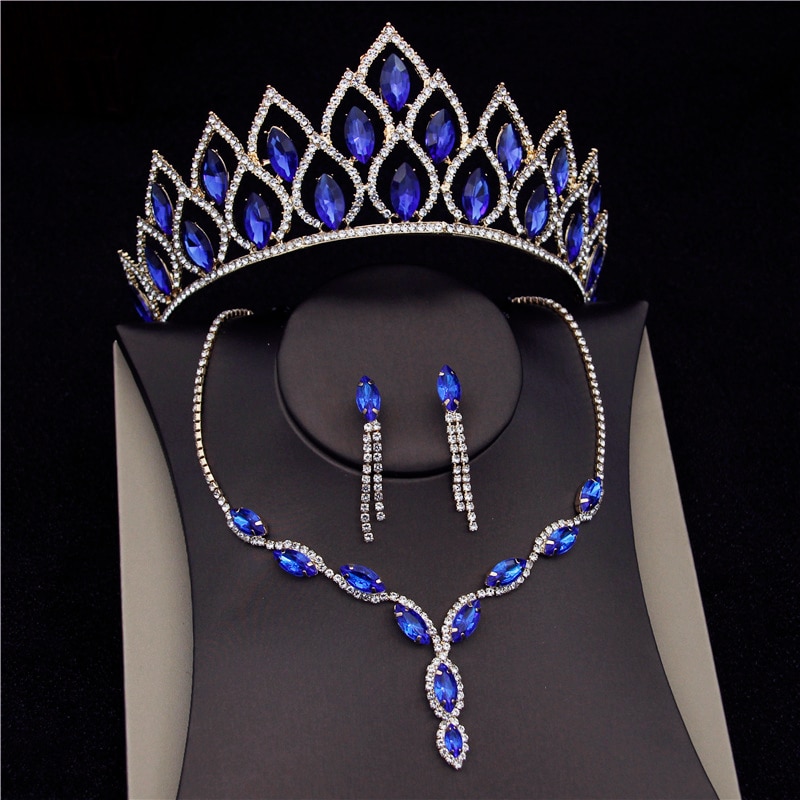 Bridal Jewelry Sets For Women Fashion Tiaras Wedding Dress Crown Necklaces Earring Set Bride Jewelrry Accessories Je64