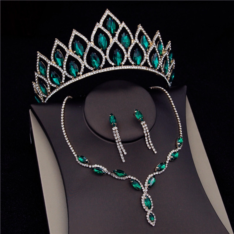 Bridal Jewelry Sets For Women Fashion Tiaras Wedding Dress Crown Necklaces Earring Set Bride Jewelrry Accessories Je65