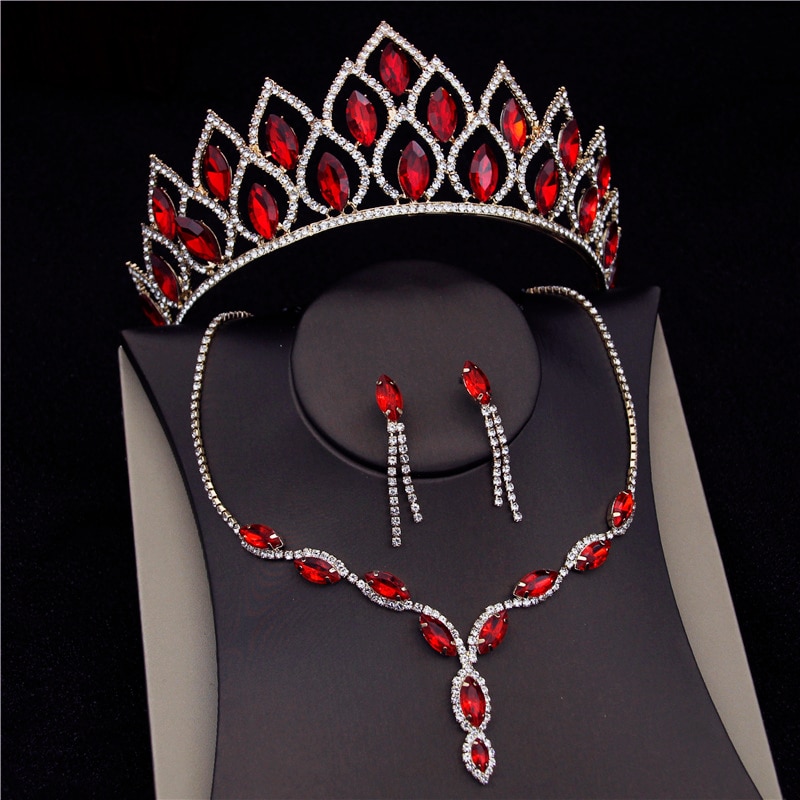 Bridal Jewelry Sets For Women Fashion Tiaras Wedding Dress Crown Necklaces Earring Set Bride Jewelrry Accessories Je66
