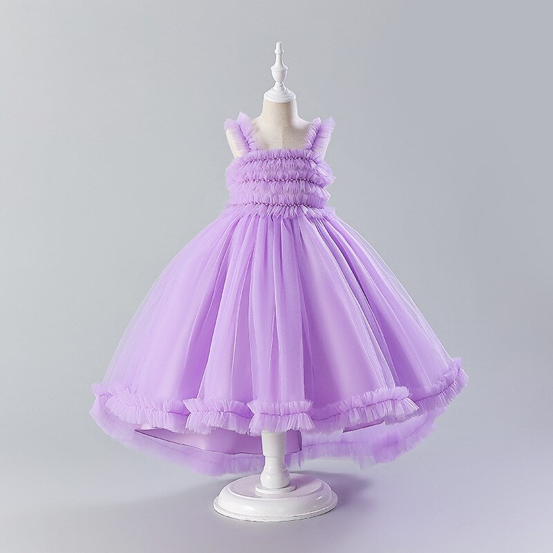Purple Flower Girl Dress Children's Dress Children's Fluffy Yarn Dress Girls' Show Host Dress Fk27