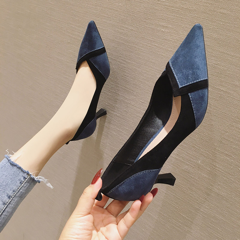 Women's High Heels Stiletto Pointed Toe Shallow Suede H207