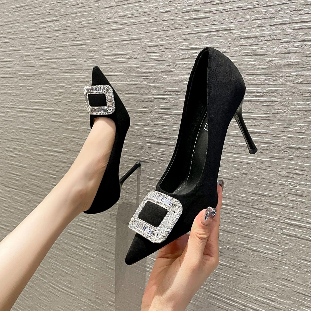 Rhinestone Fashion Pointed Toe High Heels Women's Shoes H212