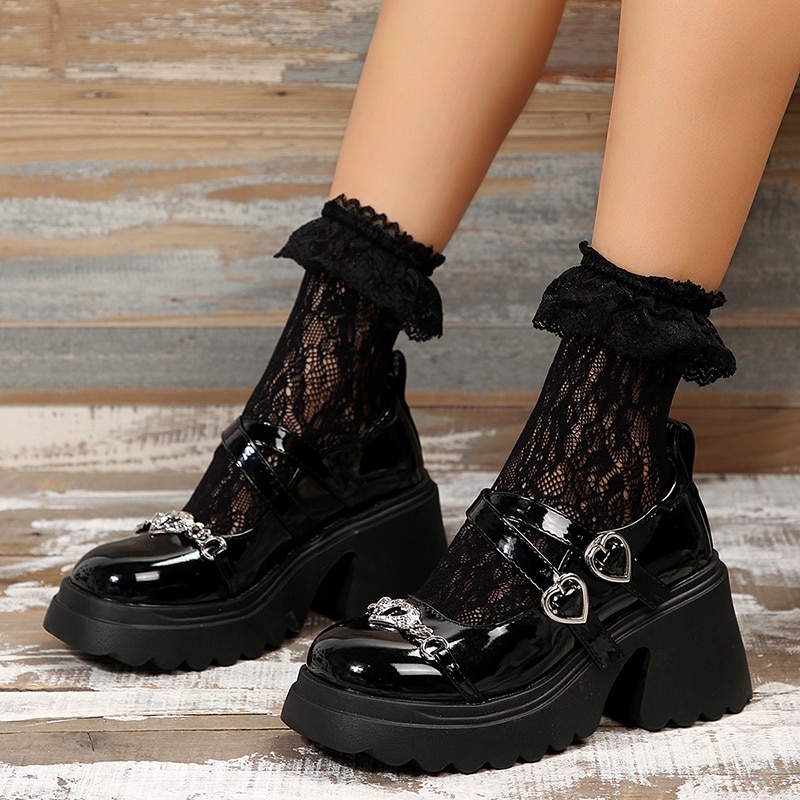 Koi Footwear Ballet Platform Spiked Soles With Lace Ups