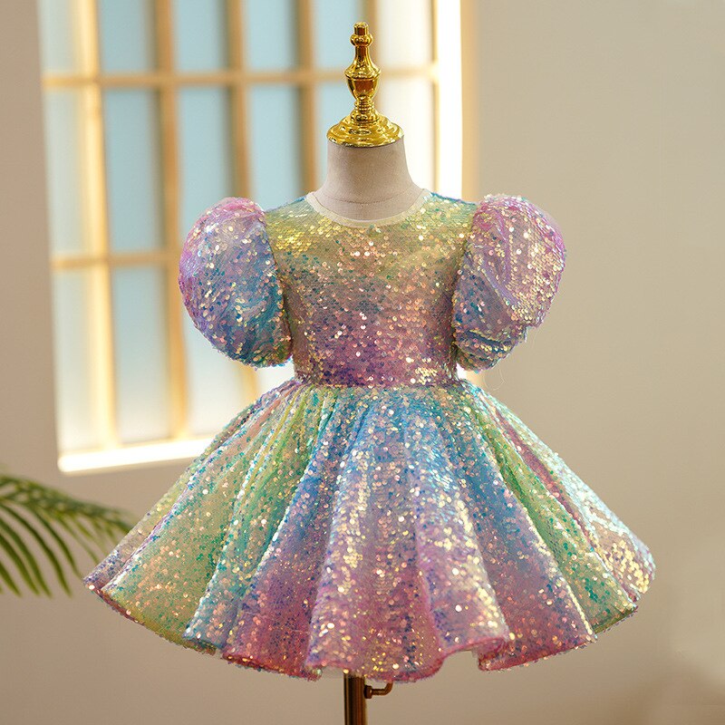 knee length dresses for ladies Camille B Dress Rainbow Stripe Sequin main image 0
