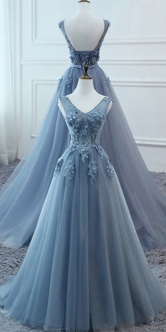 Blue Beautiful Long Prom Dress, Evening Party Dress Sa894