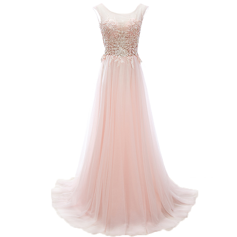 Pink A-line Sleeveless Chiffon Formal Prom Dress, Beautiful Long Prom Dress Sa902