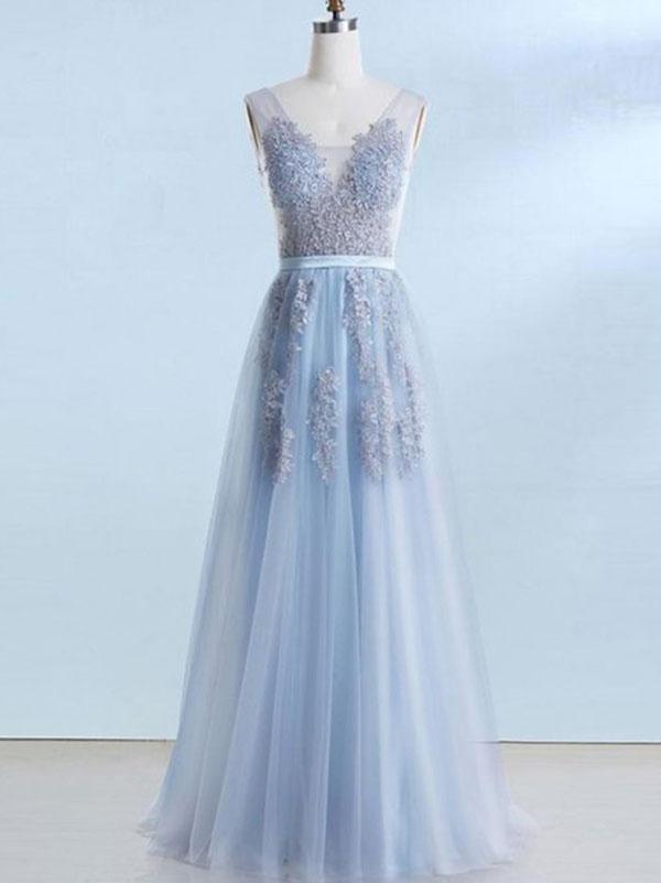 Sweetheart A Line V Neck Tulle Evening Dress ,formal Party Dress,prom Dress Sa922