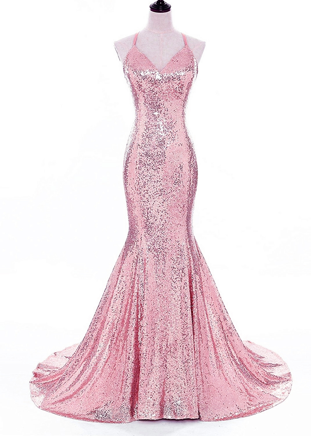Sparkling Pink Sequin Mermaid Gown For Events on Luulla