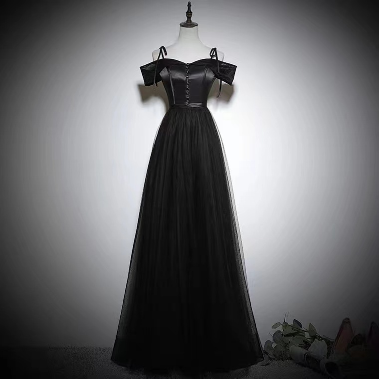 Black Strapparty Dress,sexy Prom Dress, Cute Black Evening Dress Sa974