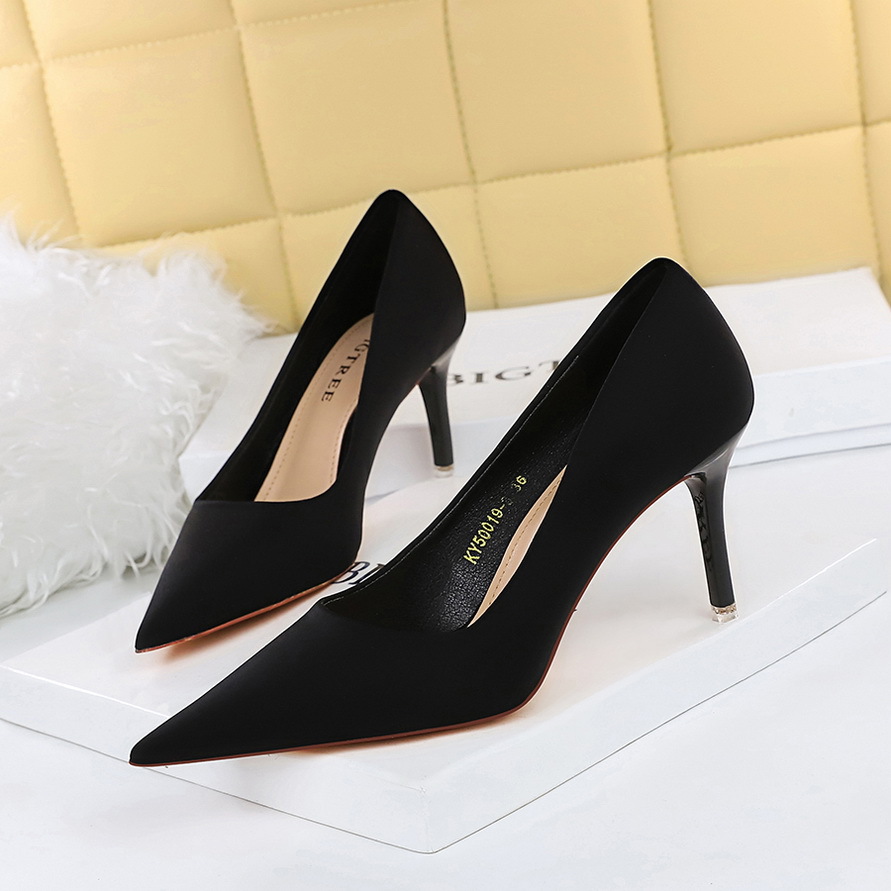 High Heels, Stilettos, Super High Heels, Satin Shallow Pointed Toe Women's Shoes Heel 7.5cm H455