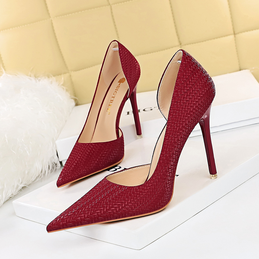Women's Stiletto Heel Shallow Pointed Toe Snake Print Side Hollow High-heeled Shoes H472