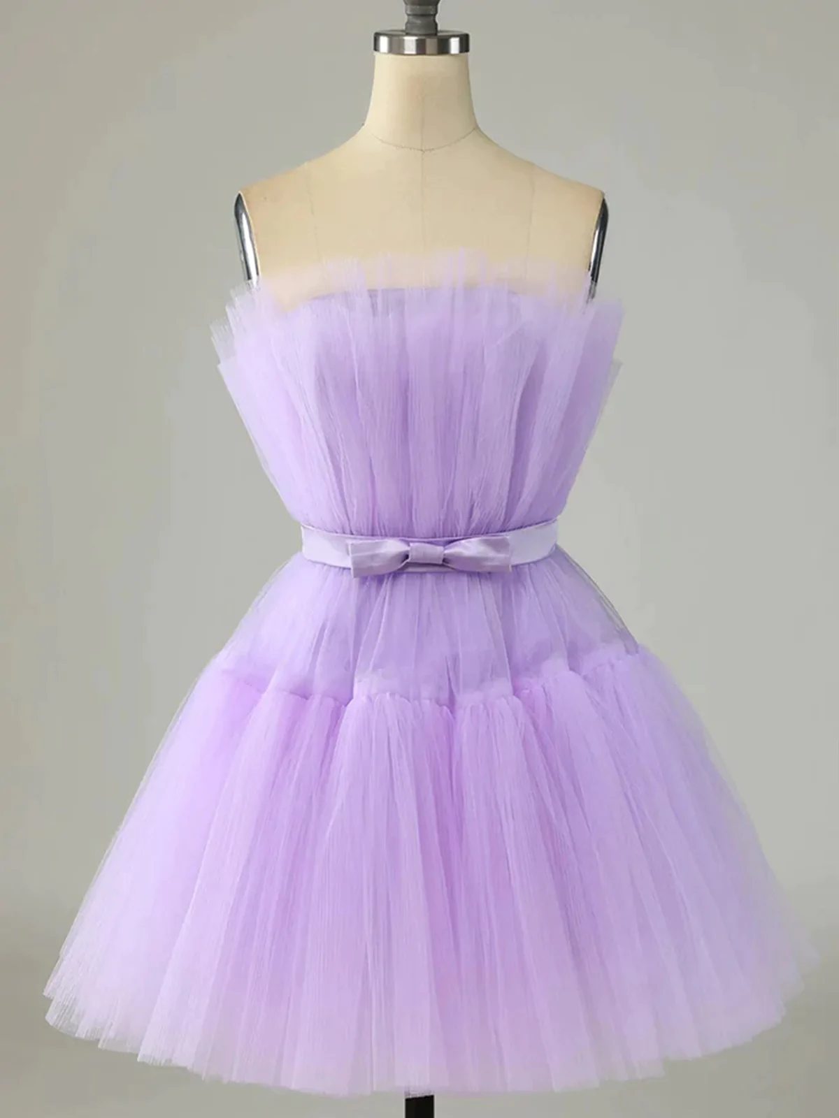 Short Purple Strapless Tulle Prom Dresses Graduation Homecoming Dresses Sa1000
