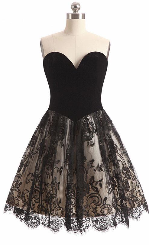 Sexy A Line Black Lace Short Homecoming Dress Mini Women Party Prom Gowns Sa1013