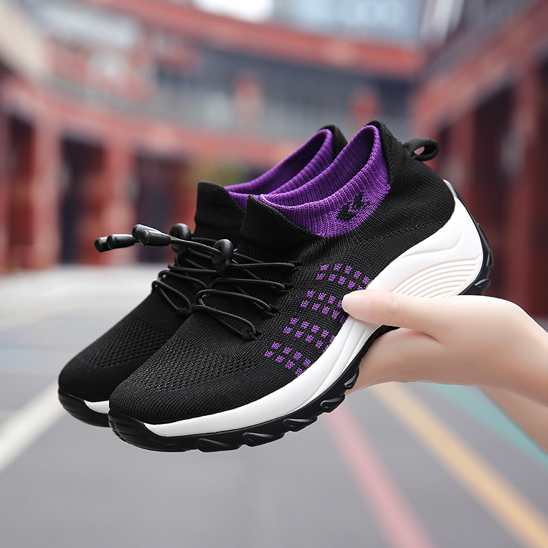 Sneakers Flyweave Breathable Mesh Women's Shoes Thick Sole Shoes H481