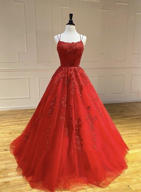Red Lace Prom Dress Formal Ball Dress Evening Dress Sa1106