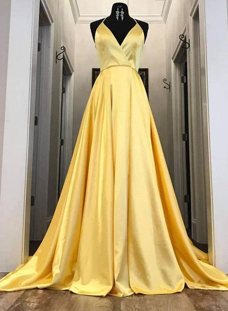 Yellow Simple Prom Dress Long Formal Ball Dress Evening Dress Sa1109