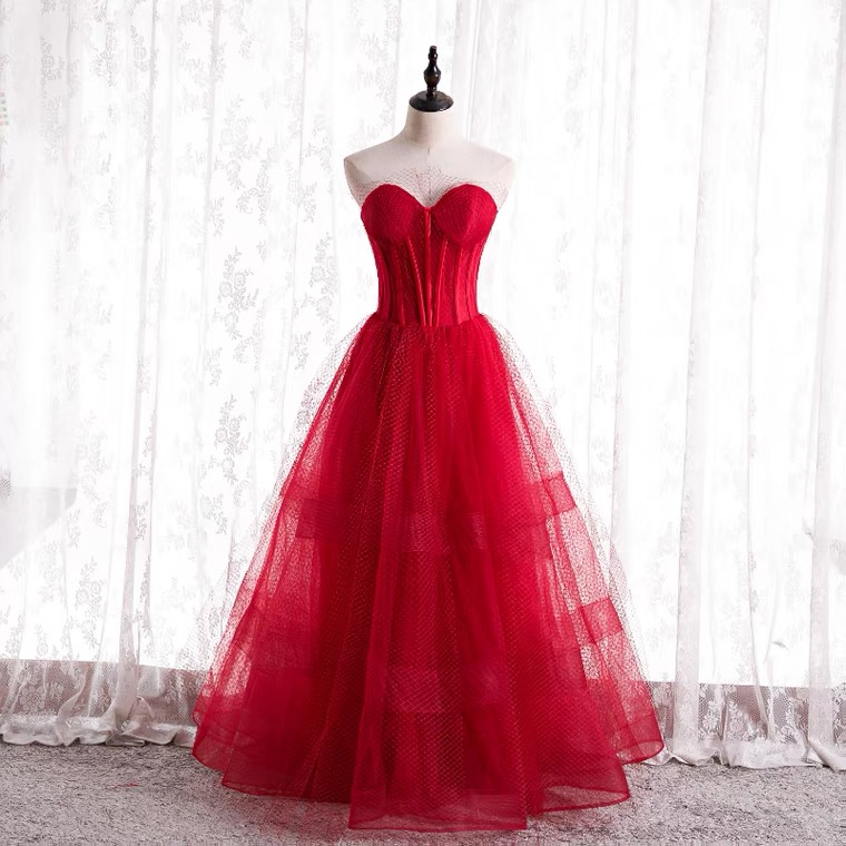 Red Long Strapless Prom Dress Sa1122