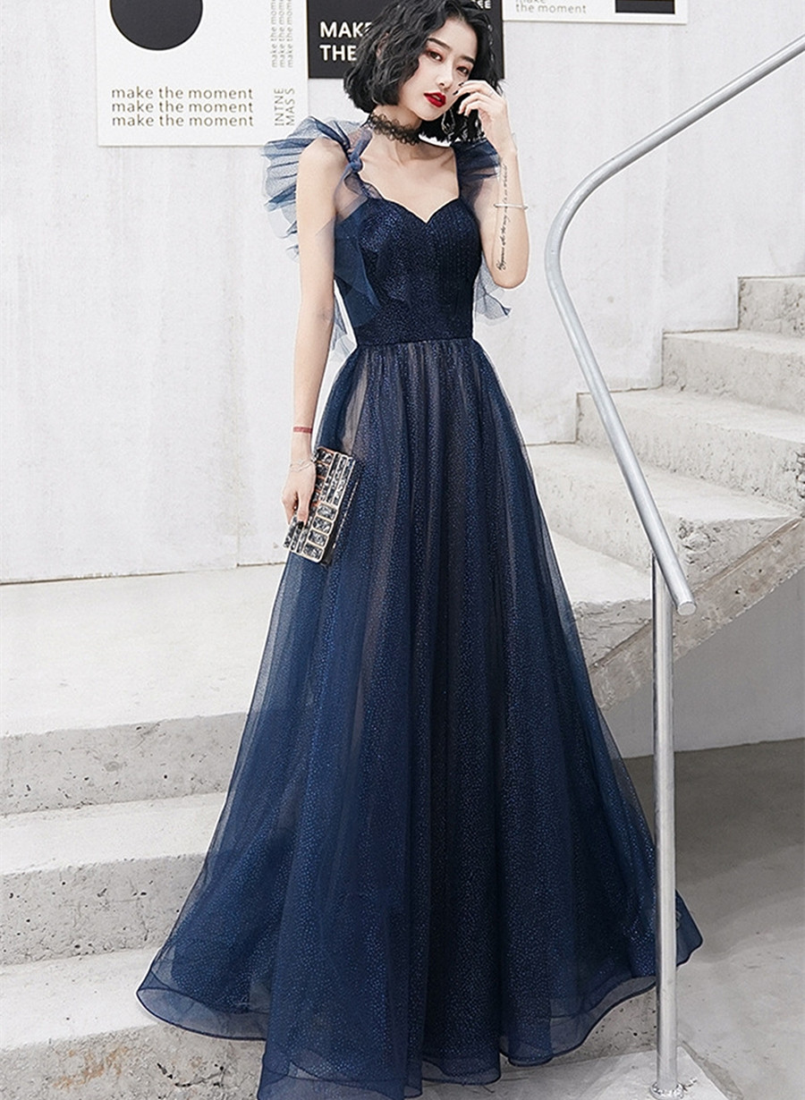 Navy blue long formal gowns sale
