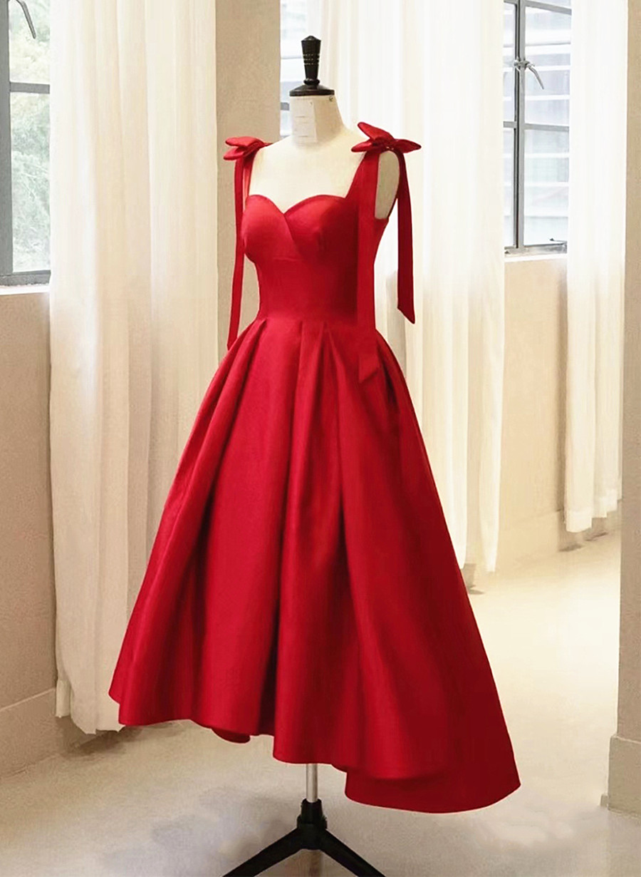 Red Satin High Low Evening Party Prom Dress Formal Dress Sa1138
