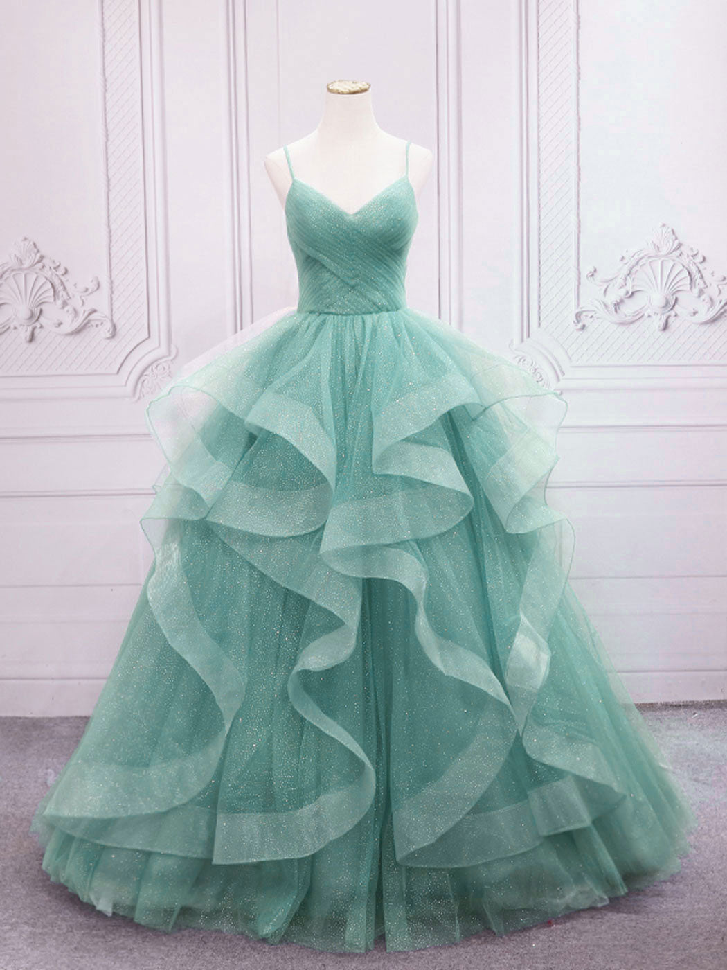 green emerald velvet dress Off the Shoulder Ball Gown Dark Green Satin Quinceanera Dresses main image 1