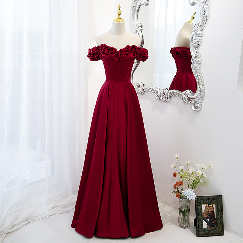 bridesmaid dressing robes Zapakasa Women Burgundy Corset Floral Long Wedding Guest Dress with Slit  Mermaid Strapless Velvet Bridesmaid Dress
