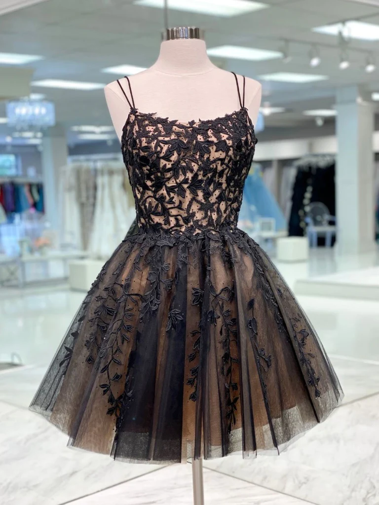 Black Lace Formal Prom Dresses Short Lace Graduation Homecoming Dresses Sa1194