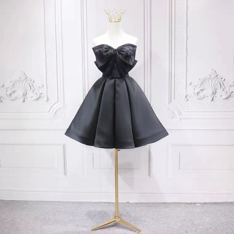 Black Fashion Homecoming Dress,formal Dress, Bow Tie Birthday Party Dress Sa1282