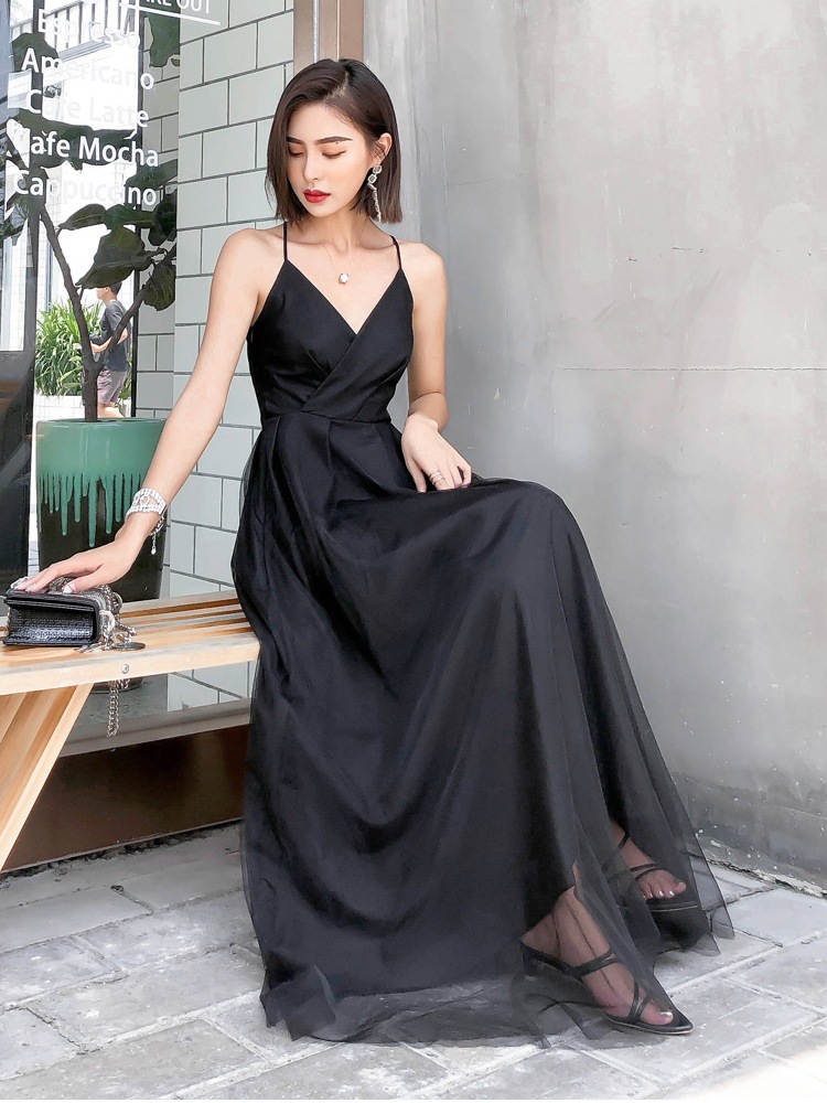 Formal Dress,evenign Dress,holiday Halter Dress, Black Dress Halter Dress Sa1290