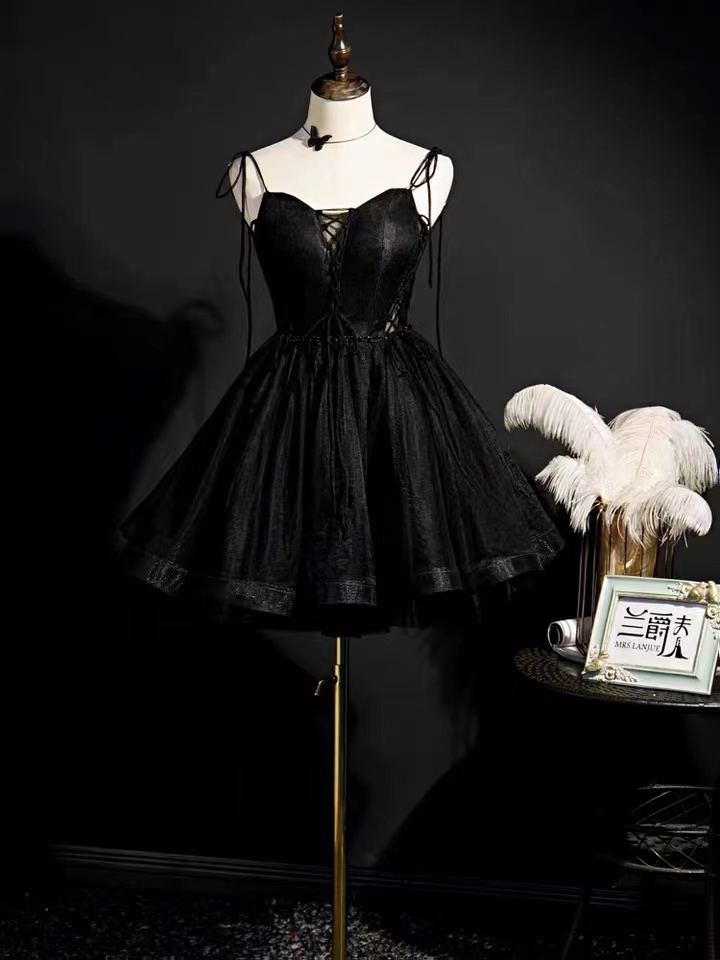 Little Black Dress, Formal Dress, Birthday Girl Dress, Sexy Straps Homecoming Dress Sa1292