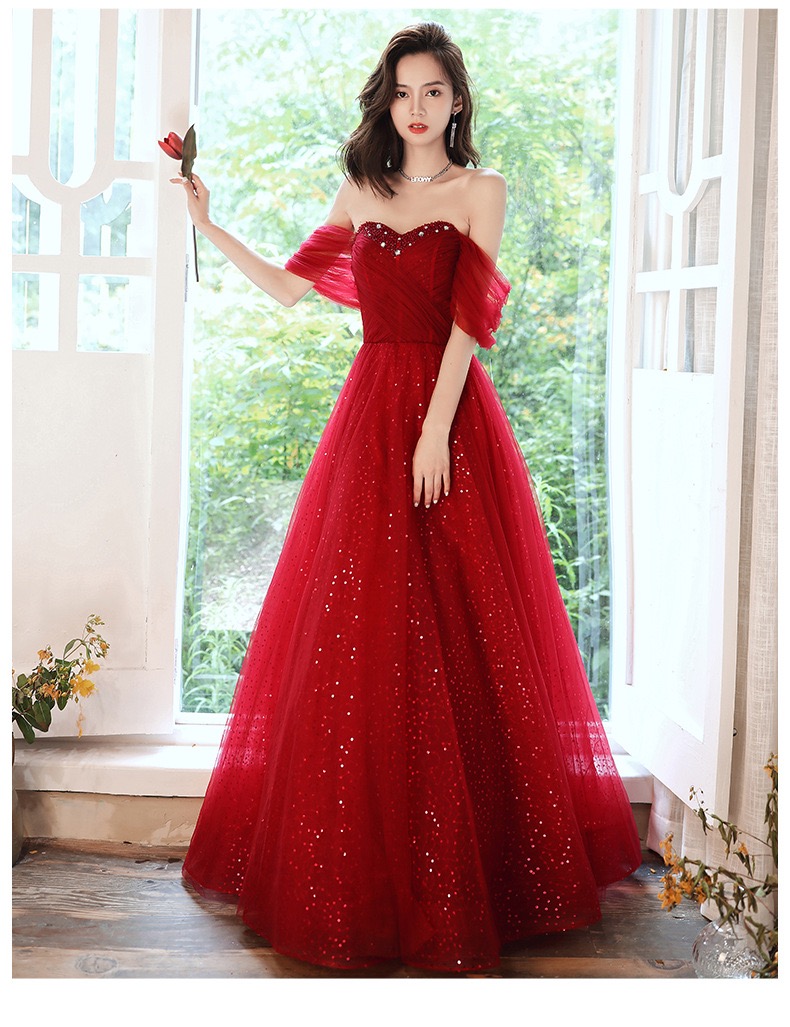 Stunning Red Gown With Sparkling Tulle Overlay on Luulla