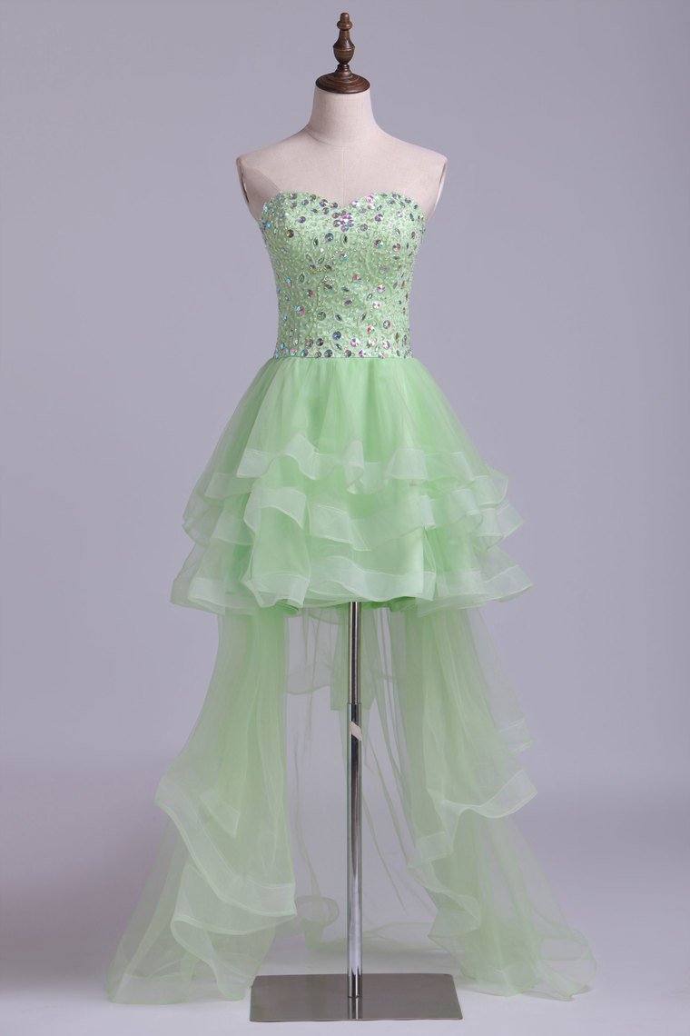 green emerald velvet dress Mint Green Prom Dress High Low A Line Knee Length Spaghetti Straps Stretch  Satin Prom Dress