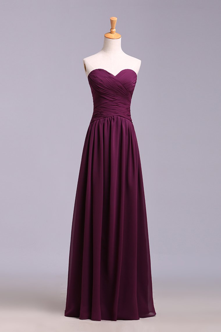 Purple Bridesmaid Dresses/prom Dresses A-line Sweetheart Floor-length Chiffon Formal Dress Sa1326