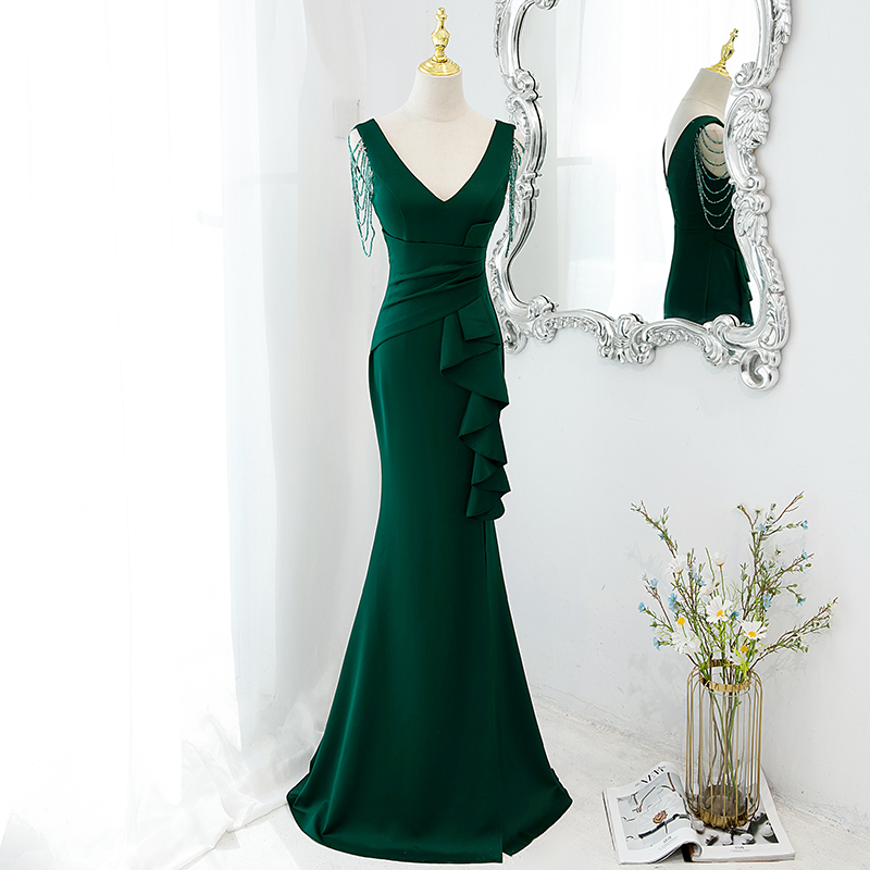 Mermaid Long Green Evening Party Dresses Formal Dress, Green Prom Gown Party Dress Sa1331