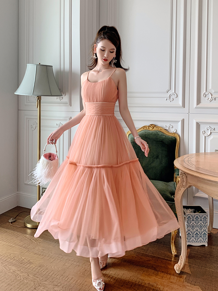 Pink Straps Cute Layers Party Dresses Formal Dresses Pink Evening Dresses Custom Made Sa1345