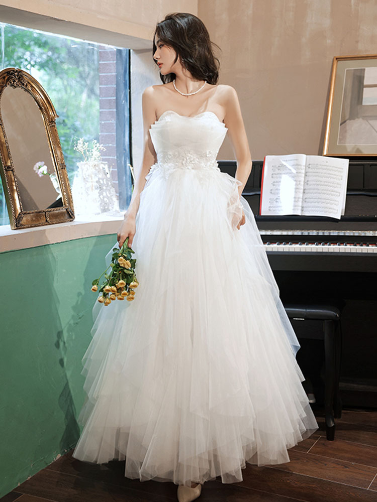 White Layers Princess Tulle Lace Wedding Party Evening Dresses Formal Dresses Sa1414