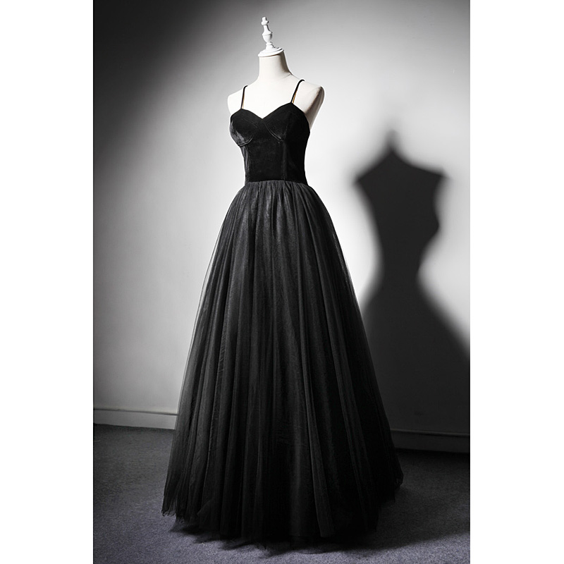 Black Velvet And Tulle Sweetheart Floor Length Formal Dresses Evening Dress Prom Dress Sa1420