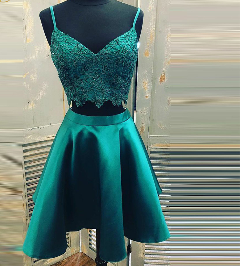 Two piece dresses formal short best sale
