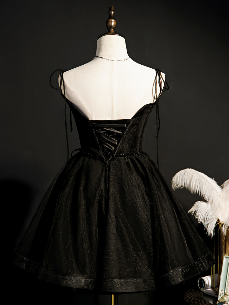 Black Lace-up Corset Dress With Adjustable Straps