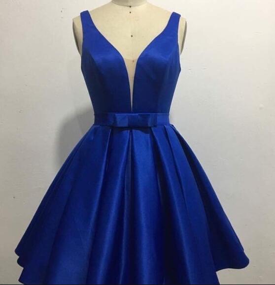 Royal Blue Satin Homecoming Dresses Formal Dress Evening Party Dress Sa1477