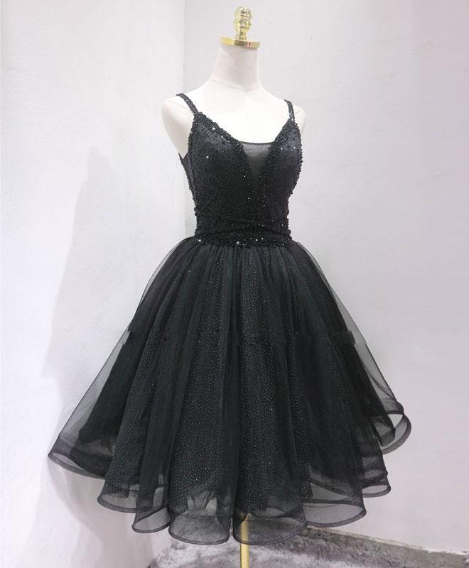 Black Tulle Beads Short Prom Dress Formal Dress Homecoming Dress Sa1488