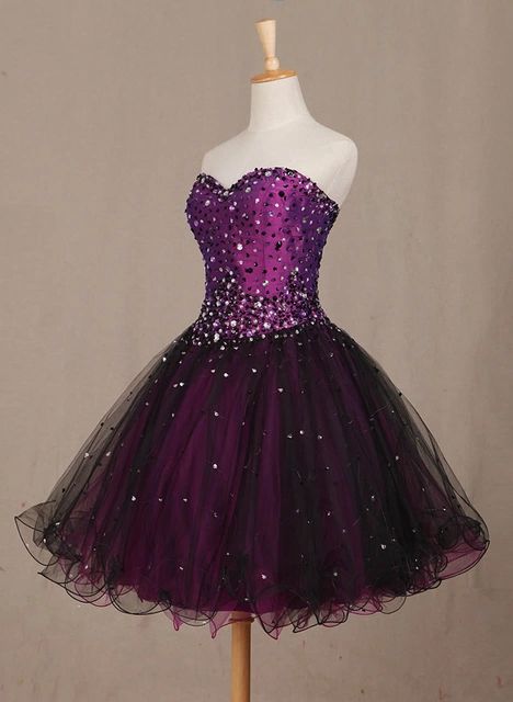 Purple Short Party Dress Sweetheart Beaded Lovely Dresses Formal Dress Cute Party Dresses Sa1517